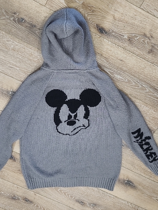 torrid Tops - Disney x Torrid 0 Angry Mickey Gray Chunky Knit Hoodie Sweater Girlhoodcor Cozy